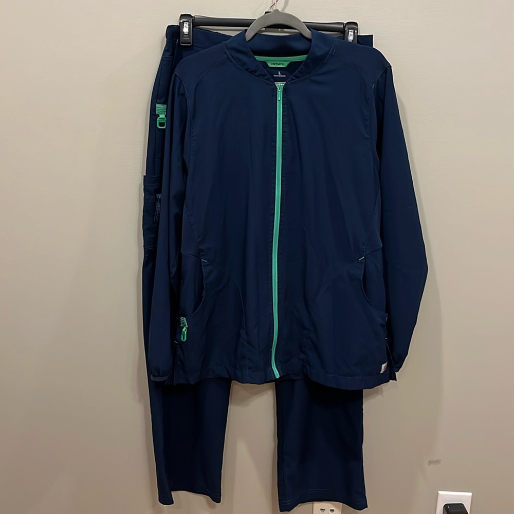 Carhartt Navy Long Sleeve Zip Up Scrub Set